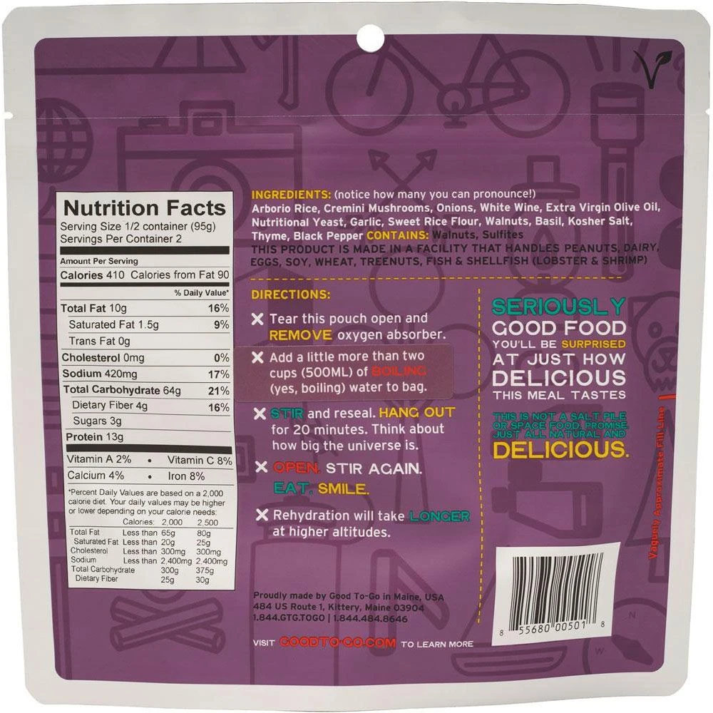 Good To-Go Herbed Mushroom Risotto Dehydrated Meal 2 Good To-Go Herbed Mushroom Risotto Dehydrated Meal - Image 2