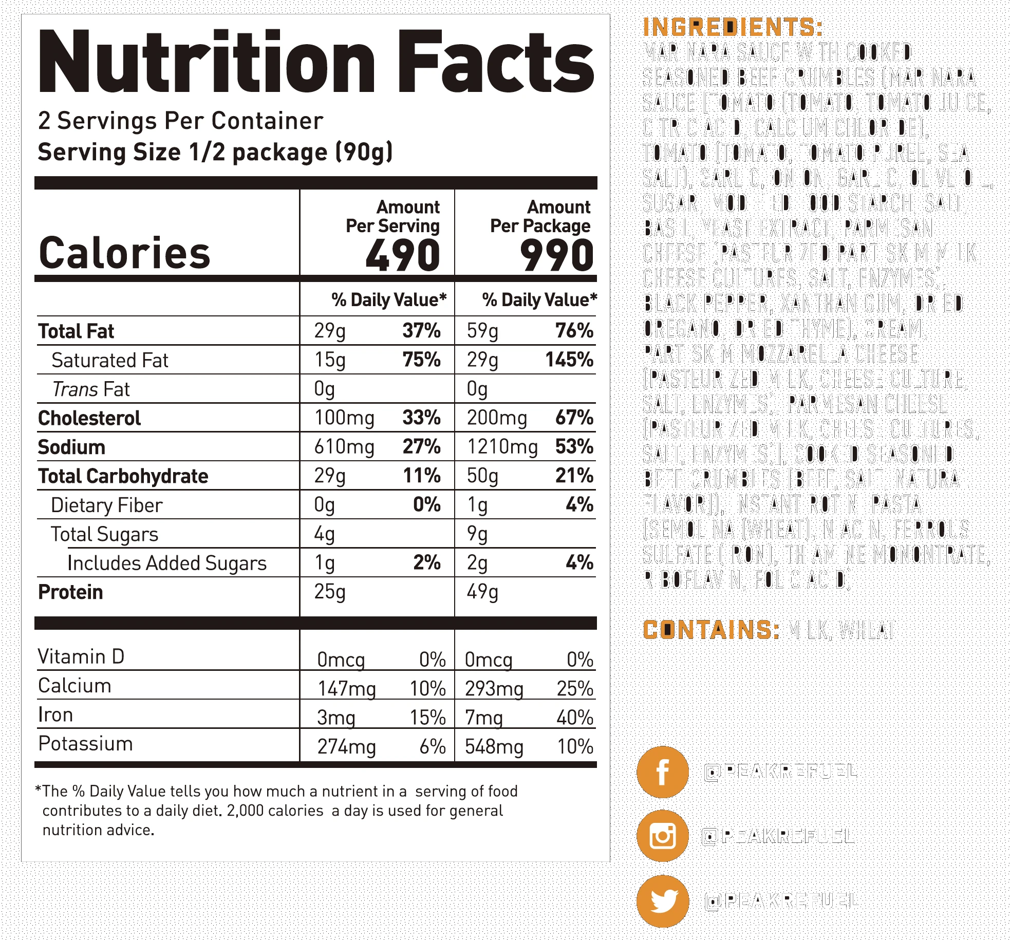 Peak Refuel Beef Pasta Marinara Meal Pouch 2 Peak Refuel Beef Pasta Marinara Meal Pouch - Image 2