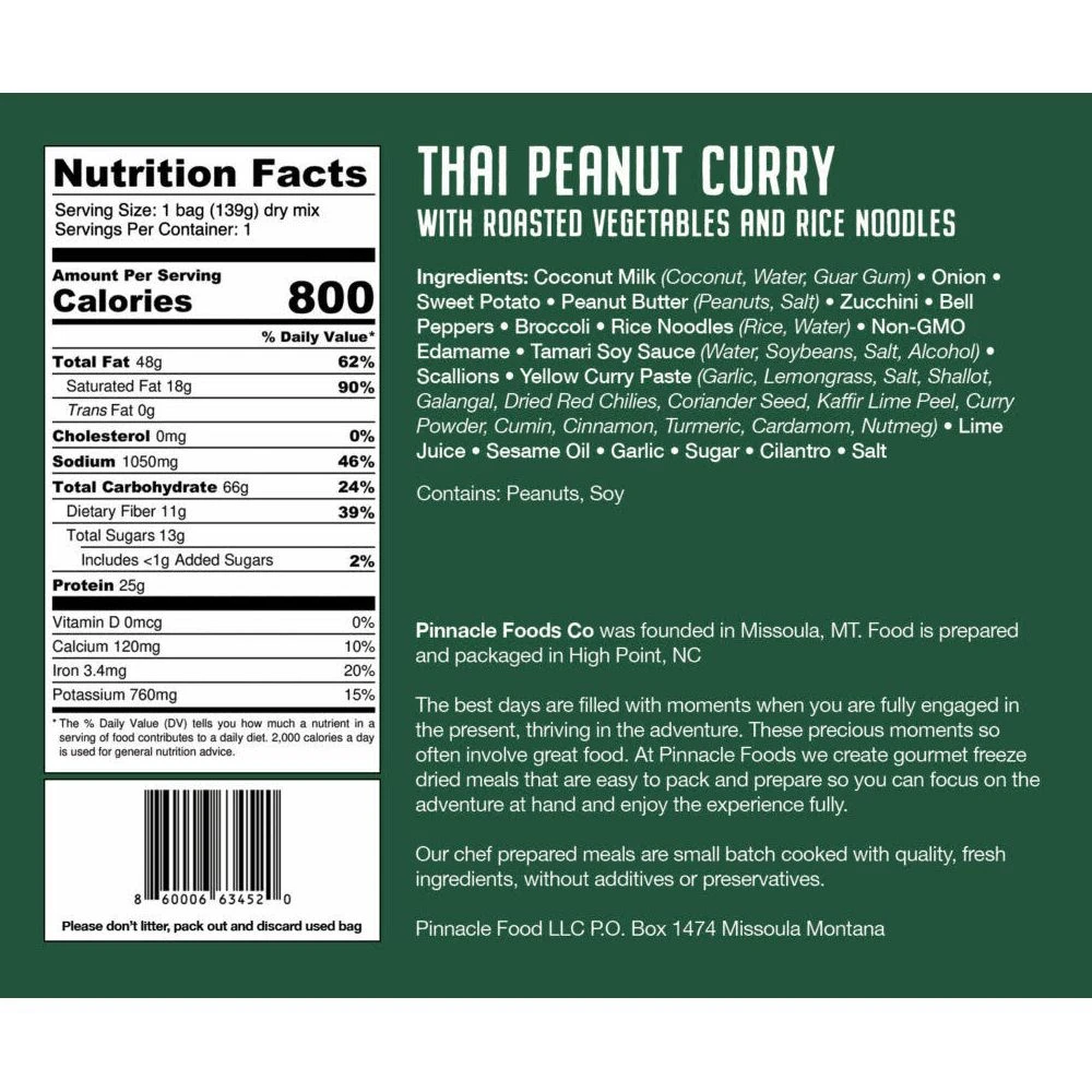 Pinnacle Foods Thai Peanut Curry With Roasted Vegetables And Rice Noodles Freeze Dried Meal 2 Pinnacle Foods Thai Peanut Curry With Roasted Vegetables And Rice Noodles Freeze Dried Meal - Image 2